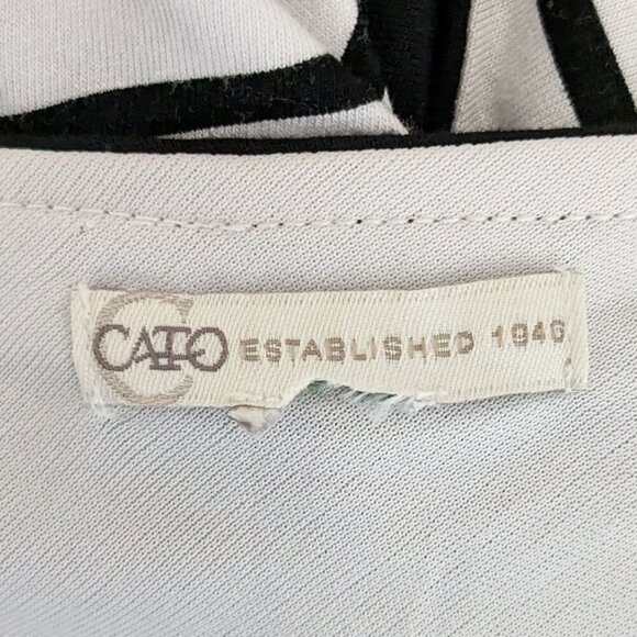 CATO Est 1946, Black Striped Stretch Knit High-Low Maxi Dress; Size L - Picture 4 of 5